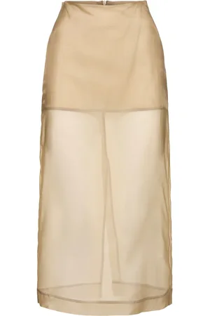 The Frankie Shop Peri Sheer Silk Blend Midi Skirt