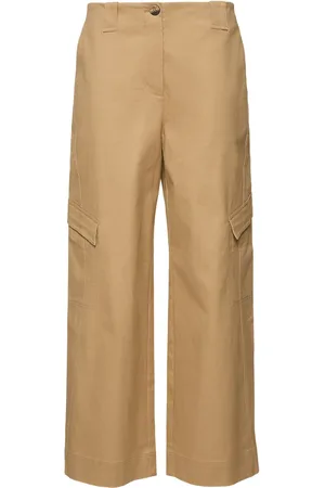 Ganni Herringbone Canvas Mid Waist Pants