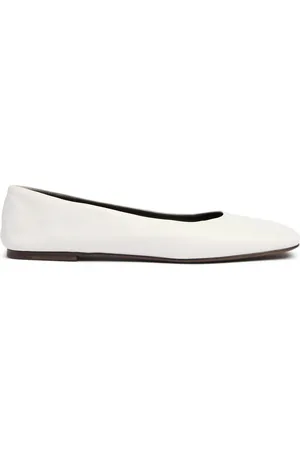 The Row Square Leather Ballerina Flats