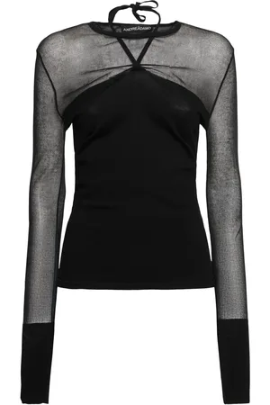 ANDREADAMO Knit Viscose Blend Top W/sheer Details