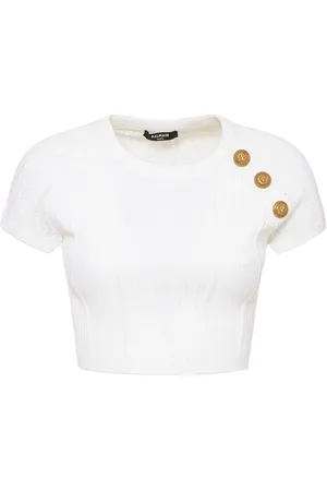 Balmain Embellished Knit Crop Top