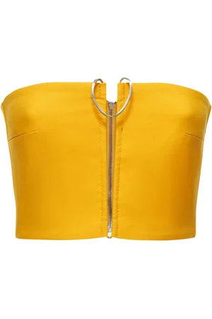 DION LEE Compact Cotton Twill Metal Crop Top