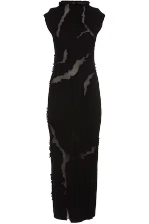 Alexander McQueen Destroyed Wool Blend Midi Dress