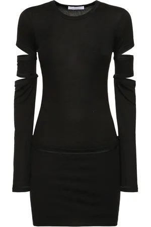 Helmut Lang Slash Cut Out Jersey Midi Dress