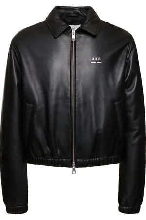 Ami Padded Leather Zip Jacket