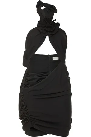 MAGDA BUTRYM Draped Silk Mini Dress W/ Flower