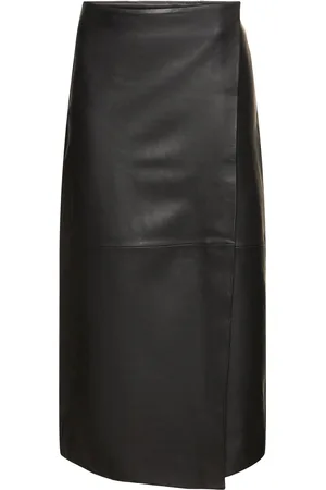 The Frankie Shop Hedi Leather Midi Wrap Skirt