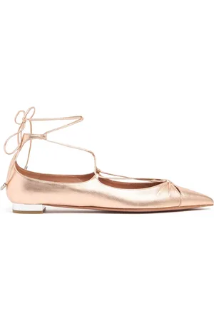 Aquazzura 10mm Gabi Metallic Leather Ballerinas