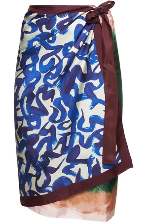 DRIES VAN NOTEN Scarfy Printed Silk Midi Skirt