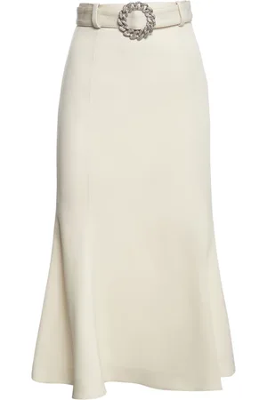 GIUSEPPE DI MORABITO High Waist Belted Wool Midi Skirt