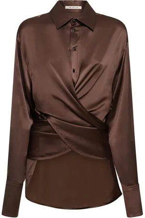 Peter Do Silk Satin Wrap Shirt