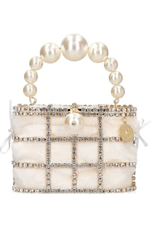 ROSANTICA Holli Crystal & Faux Fur Top Handle Bag