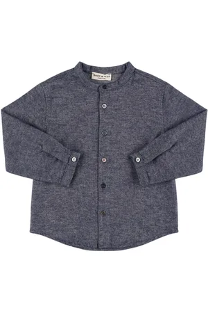Babe & Tess Mandarin Collar Cotton Blend Shirt
