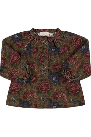 Babe & Tess Printed Mandarin Collar Cotton Shirt