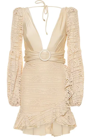 PATBO Crochet Plunge Mini Dress