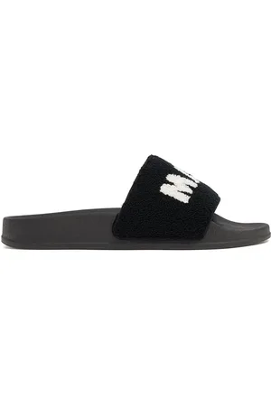 Marni Logo Print Terrycloth Slide Sandals