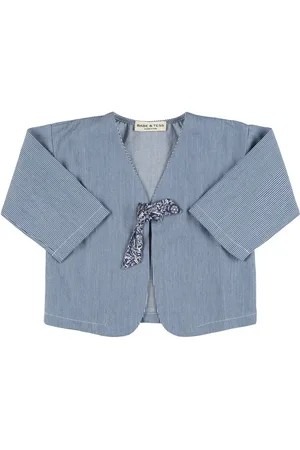 Babe & Tess Striped Cotton Denim Jacket