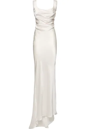 GIUSEPPE DI MORABITO Silk Satin Corset Maxi Dress