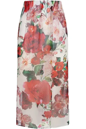 Dolce & Gabbana Flower Print Chiffon Midi Skirt