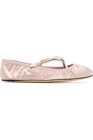 Dolce & Gabbana 5mm Criss Cross Satin Ballerina Flats