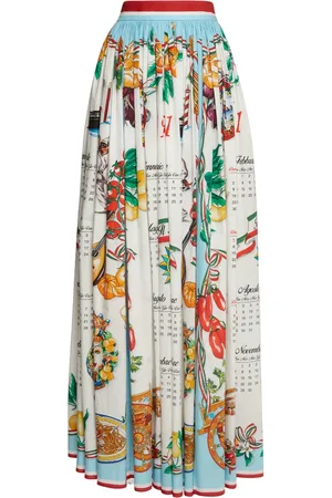 Dolce & Gabbana Capri Printed Cotton Poplin Maxi Skirt