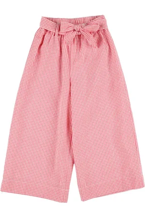 Louise Misha Printed Cotton Seersucker Wide Leg Pants