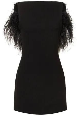 16Arlington Nerine Crepe Mini Dress W/ Feathers