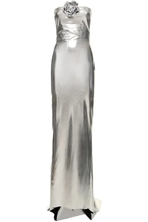 GIUSEPPE DI MORABITO Laminated Jersey Strapless Long Dress