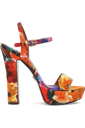 Dolce & Gabbana 105mm Printed Canvas Platform Sandals