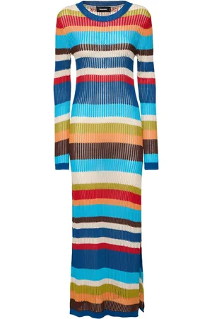 Dsquared2 Striped Knit Cotton Long Dress