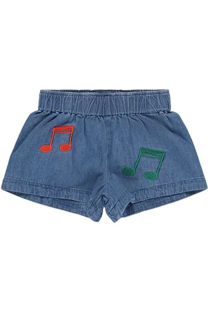 Mini Rodini Embroidered Cotton Denim Shorts