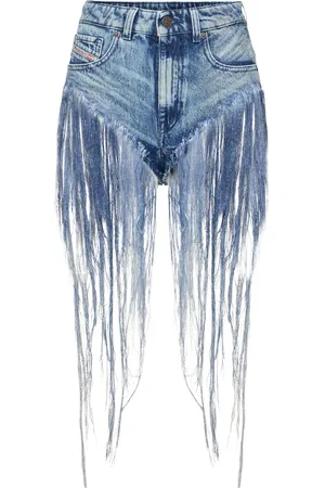 Diesel De-jizz Denim Shorts W/ Fringe