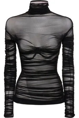 MUGLER Mesh Long Sleeve Turtleneck