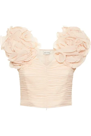 MAGDA BUTRYM Ruffled Flower Silk Chiffon Top