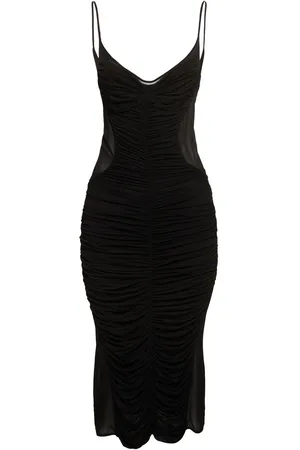 MUGLER Sheer Jersey Midi Dress