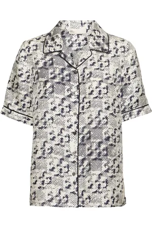 Tory Burch Printed Silk Camp Short Sleeved Shirt