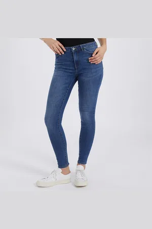 ONLY Skinny Jeans Dames Roze Medium Blauwe Denim