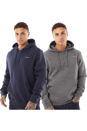 Crosshatch Twee-pack hoodies Heren Traymax Navy/Antraciet