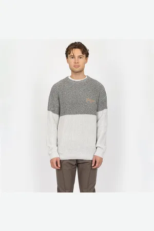 Denim Project Heren Gebreid Kleurenblok Sweatshirt 620 Glacier Grey Melange