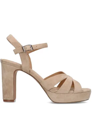 Suede sandalen met online hak