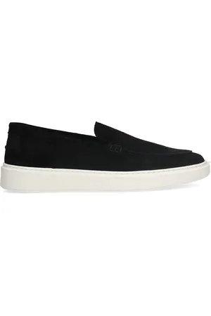 Manfield Zwarte suède loafers