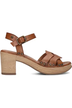 No Stress Leren sandalen met blokhak