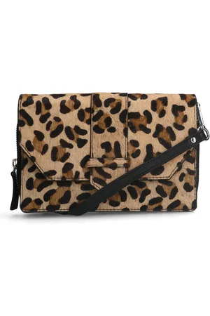 Manfield Leopard leren clutch
