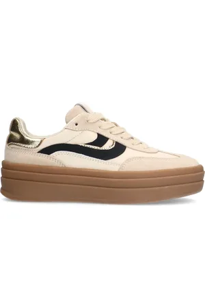Manfield Leren sneakers met suède details