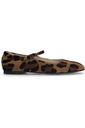 Manfield Leopard suède Mary Jane ballerina