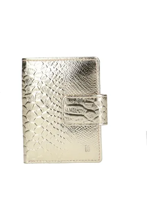 Manfield Metallic goudkleurige leren portemonnee met crocoprint