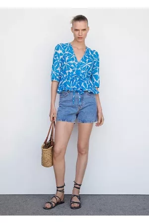 MANGO Dames Blouses - Wikkelblouse met strik