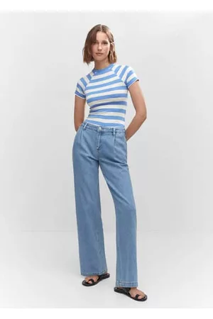MANGO Dames T-shirts - Gestreept T-shirt met print