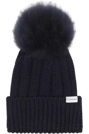 Woolrich Accessoires, Dames, Blauw, S, Logo-Patch Beanie