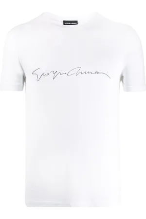 Giorgio Armani Tops, Heren, Wit, XL, Katoen, t-shirt